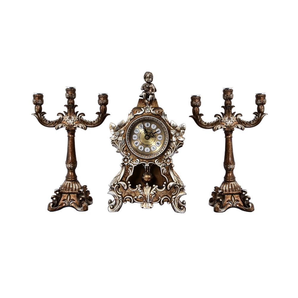 Classic Victorian Mantel Clock Set